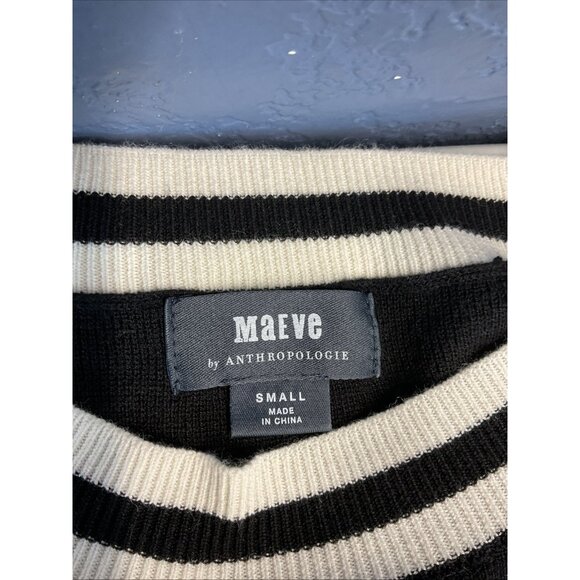 NEW Maeve Anthropologie Black White Floral Crew Neck Osceola Sweater Dress S - Picture 10 of 14